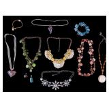 Shell, Rhinestone, and Blown Glass Necklaces