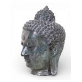 Cast Bronze Buddha Head Sculpture
