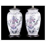 Pair of Vintage Chinoiserie Porcelain Table Lamps