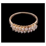 14K Gold Diamond Cluster Band Ring