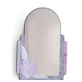 Vintage Art Deco Revival Slag Glass Framed Mirror