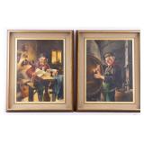 Pair of Genre Scene O/c Paintings, Signed