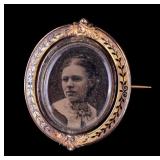 Victorian Mourning Portrait Hair Brooch