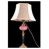 Vintage Cranberry Satin Glass Body Lamp
