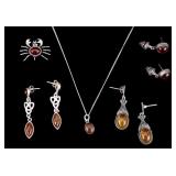 Sterling and Amber Jewelry