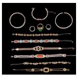 Gold & Silver Tone Rhinestone and Stone Jewelry