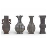 Four Asian Vases With Crackle Glaze