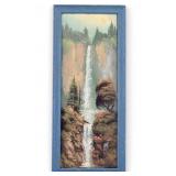Early Oil on Board Panel, Forest Waterfall Scene