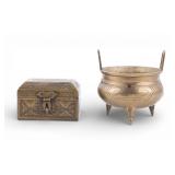 Vintage Chinese Censer & 19th C Islamic Mamluk Box
