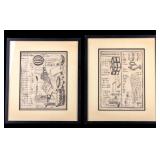 Pair of Japanese Kawaraban Woodblock