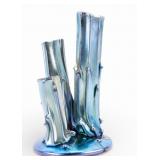 Steuben Blue Aurene Tree Trunk Bud Vase