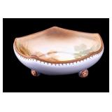 Nippon Painted Porcelain Peanut Bowl, Trifoot