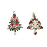 Vintage Designer Christmas Tree Brooches