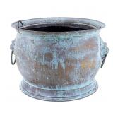 20th C. Large English Copper Planter w/ Lion Heads