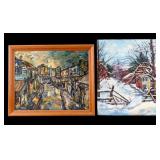 Impressionist Street Scene, Oil on Board