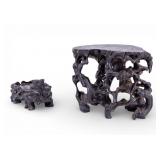 Early Chinese Carved Hardwood Stands (2 Pc)