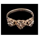 10K Gold Raised Triple Heart Ring