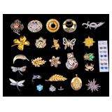 Pearl Earrings and Vintage Pins