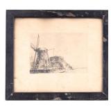 Rembrandt "The Windmill" Early Lithograph Etching