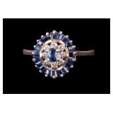 10K Yellow Gold Tanzanite Cluster Ring