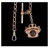 Victorian Gold Filled Intaglio Watch Fob & Chain