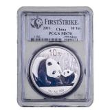 2011 China 10 Yuan Silver Panda Coin, PCGS MS70