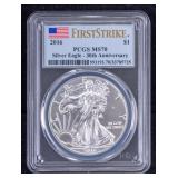 2016 PCGS MS70 Silver Eagle 30th Anniversary Coin