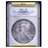 2004 Silver Eagle SGS MS70 Coin
