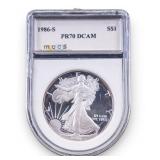 1986-S Proof Silver American Eagle, PR70 DCAM