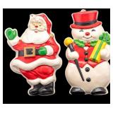 Vintage Plastic Santa And Snowman Relief Molds