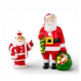 Vintage Blow Mold Santa Figurine and Santa Bank