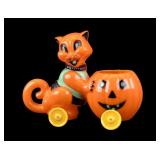 Plastic Cat Pulling Pumpkin Candy Container