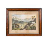 Large Early Color Lithograph, Frontier Theme