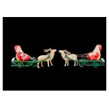 Mechanical Celluloid Santa Sleigh Bell Toys