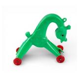 Vintage Green Plastic Giraffe Rolling Toy