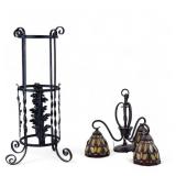 Vintage Wrought Iron Lamp + Umbrella Stand