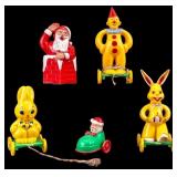 Vintage Hard Plastic Pull Toys, Candy Container