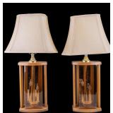 Pair of Wood & Glass Table Lamps