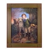 Signed Gre Gerardi Portrait of Boy with Dogs
