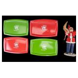 Vintage Composite Santa figure, Vintage Tip Trays