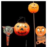 Tin Halloween Basket and Noise Makers