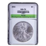 2002 American Silver Eagle Coin, Graded