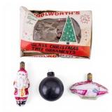 Vintage Milk Glass Figural Christmas Bulbs