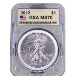 2012 American Silver Eagle Coin, GSA MS70