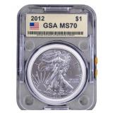 2012 American Silver Eagle GSA MS70 Coin