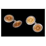 Sterling and 10K Art Deco Cufflinks