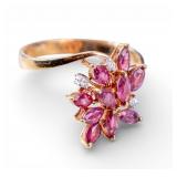 14K Gold over 925 Ruby Marquis Cluster Ring