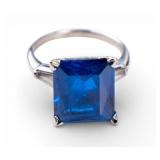 14K White Gold and Blue Stone Ring