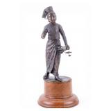Early Cast Bronze Burmese Figure w/ Pedestal