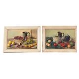 Pair Henk Boj Vintage Fruit Relief Prints, Framed